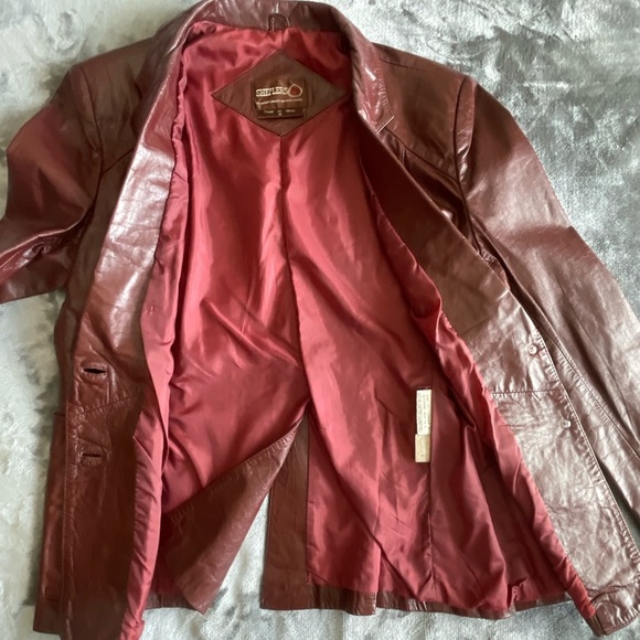 Vintage SHEPLERS Women's Burgundy Leather Western Blazer Jacket Size 16 Cowgirl - Picture 14 of 16